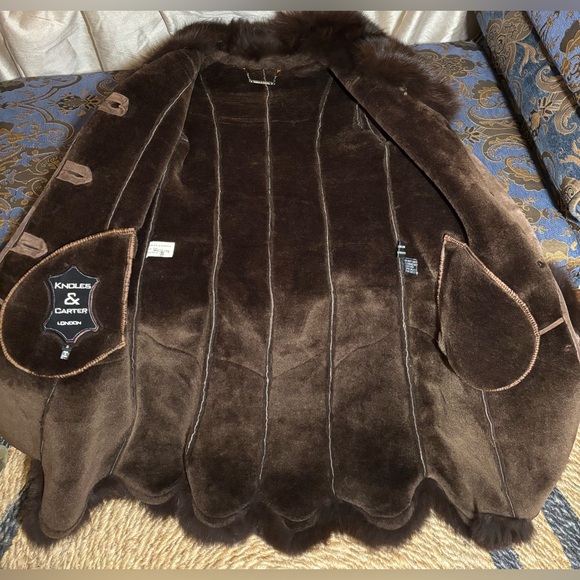 Knowles & Carter London - Vintage 1970s sheepskin coat with fur collar - size S - Picture 7 of 13